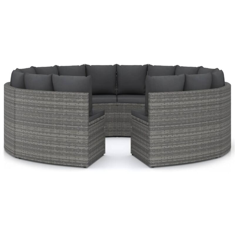 8-tlg. Garten-Sofagarnitur mit Auflagen Poly Rattan Grau
