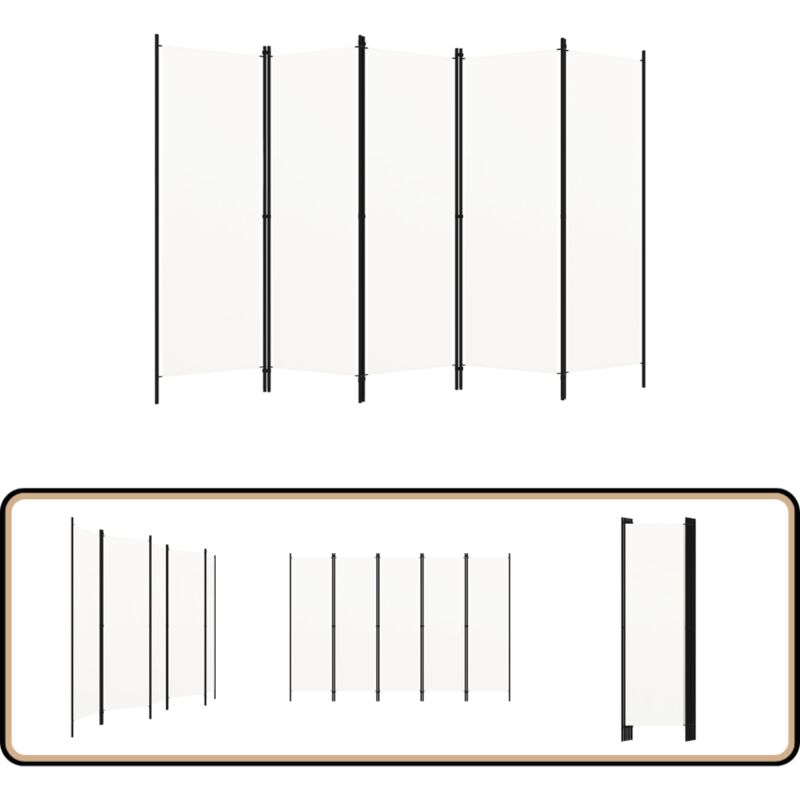 5-tlg. Raumteiler Weiß 250x180 cm - Raumteiler - Paravent - Raumtrenner - Dekorationsartikel - Wohnaccessoires