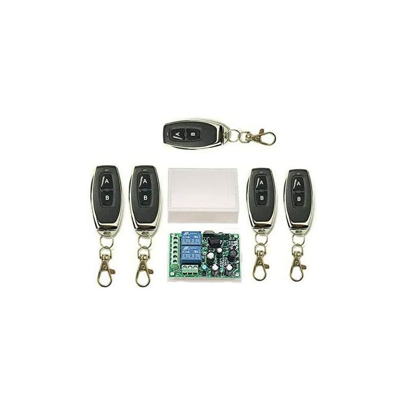 5 x 2CH 433 MHz Kanal-Fernbedienung/drahtloser Fernschalter + 1 x Empfänger, für Fenster, Eingänge, Garagentore, Alarmanlagen
