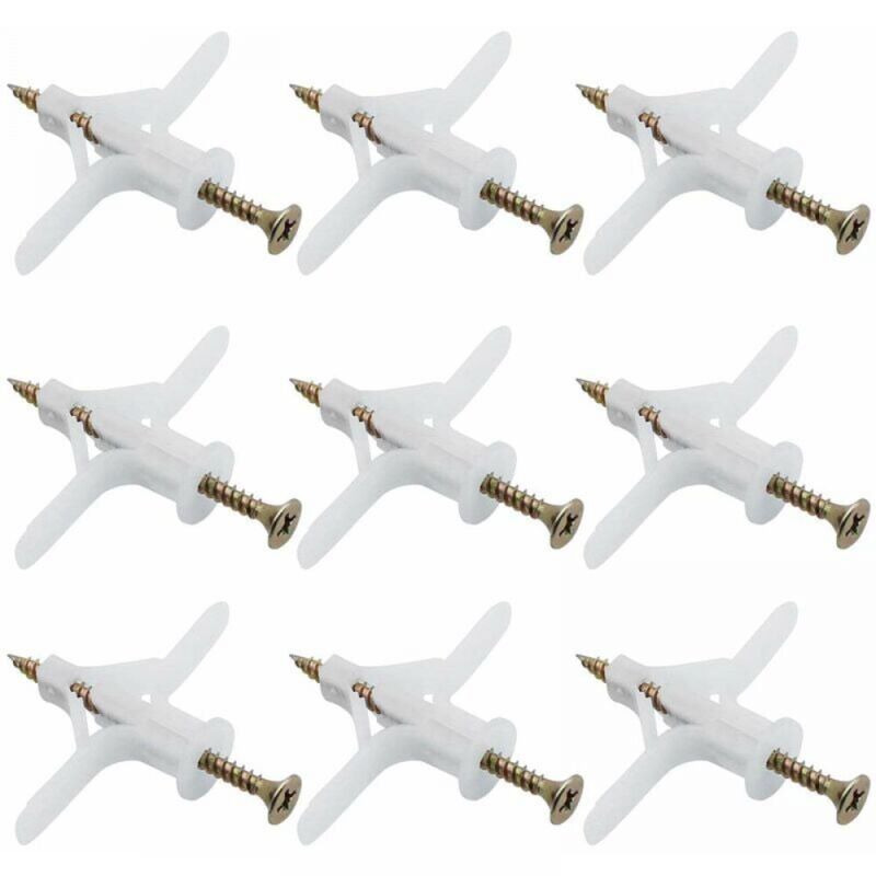 Cyslmuk - 50 Gipskartondübel-Sets, Kunststoff-Expansionsrohr, Flugzeug, selbstbohrende Expansionsrohrdübel, verwendet für die meisten leichten