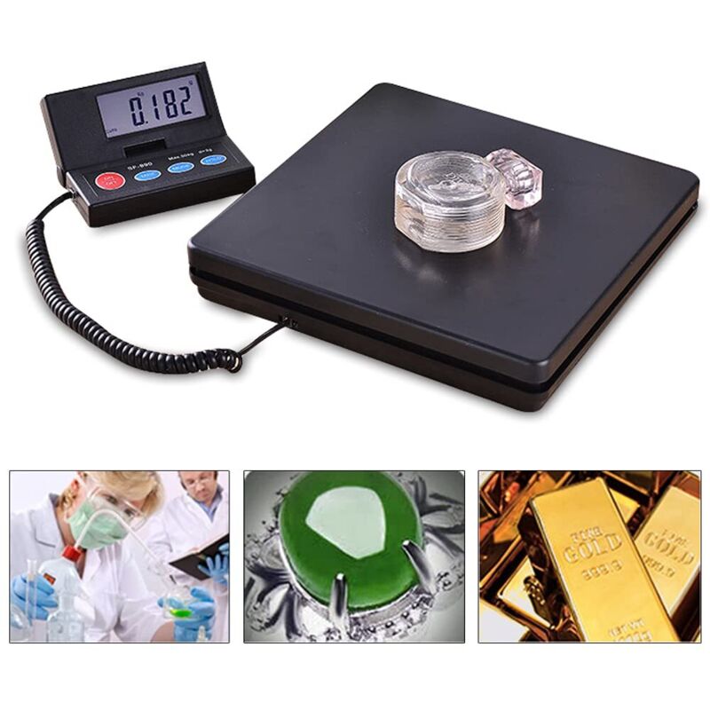 50 kg Verpackungswaage Plattformwaage Digitale Waage, 4 verschiedene Messeinheiten, präzise Messung, mit LCD-Display für verschiedene Gegenstände