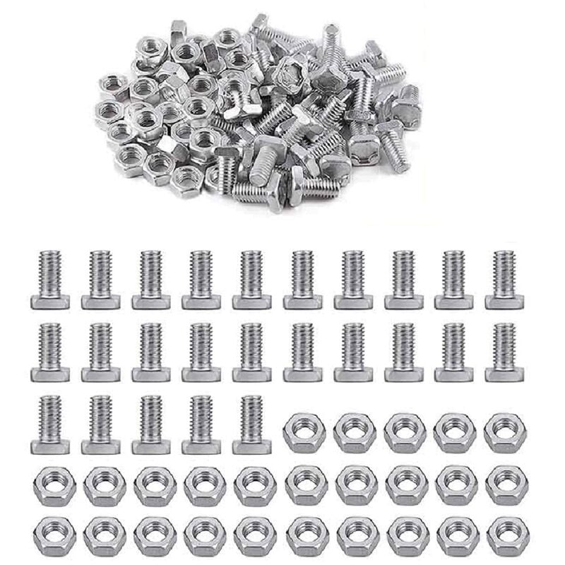 50 SäTze GewäChshaus-Muttern und -Schrauben, Abgeschnittener Kopf, Aluminiummuttern, Schrauben für die Reparatur Von GewäChshäUsern, Wasserdicht,