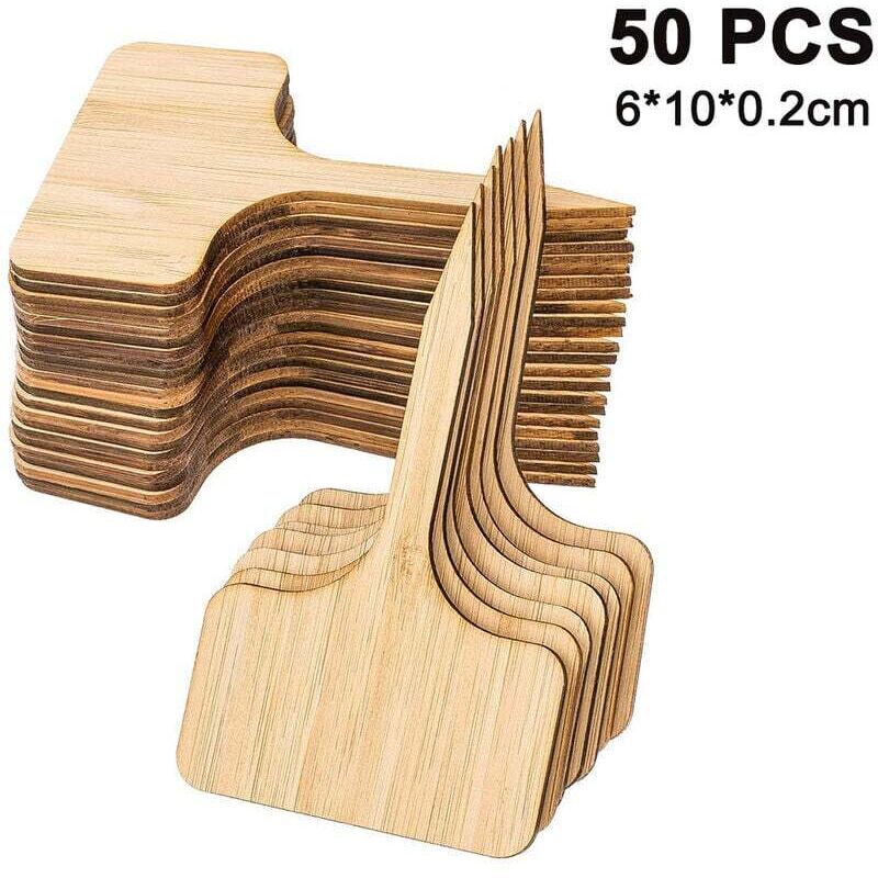 Gabrielle - 50 Stück Bambus-Pflanzenschilder, T-förmige Pflanzenstecker, Beschriftungsaufkleber, Etiketten für Kinderzimmer, Töpfe, Zierpflanzen,