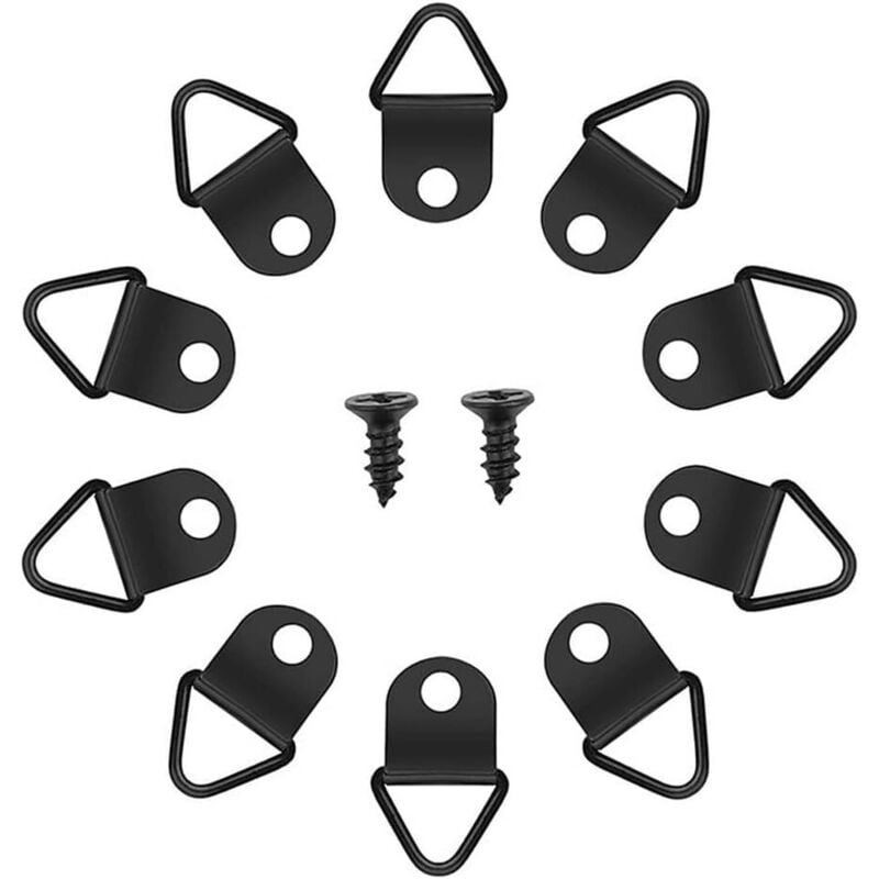 50 Stück Bildaufhänger Bilderhaken Satz Haken für Bilder D Ringe für Holzrahmen Kunstwerke Bilder Uhren Haken (mit Schrauben)