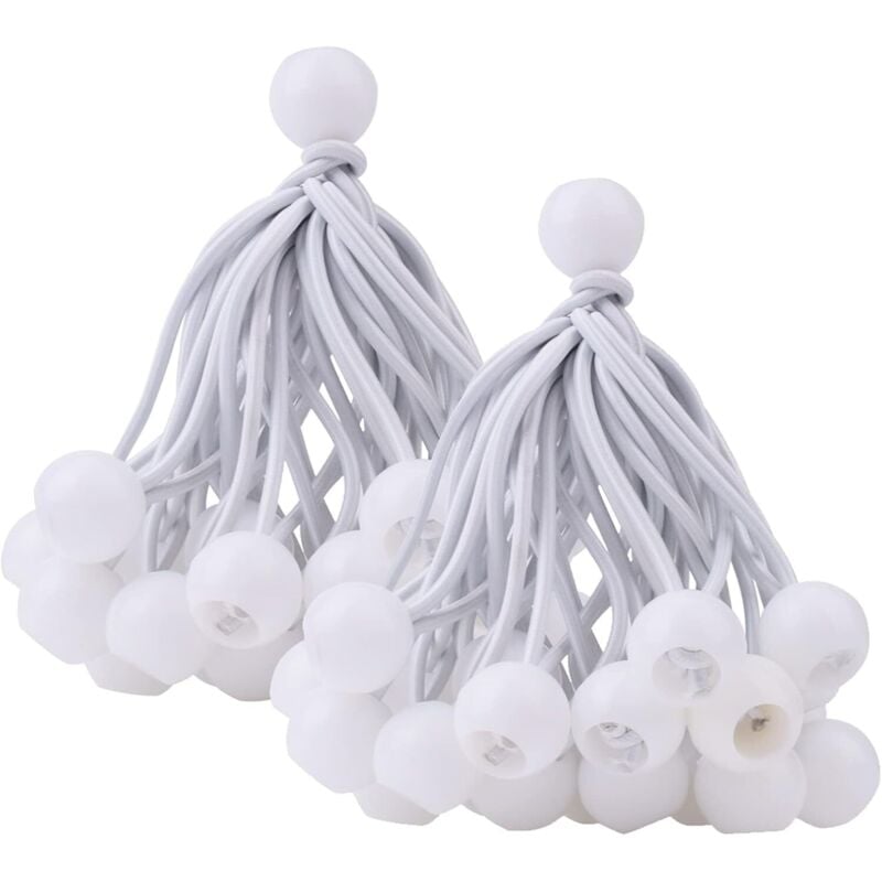 Linghhang - 50 Stück Bungee-Seile (weiß), Planenspanner für Pavillon, Camping, Zeltschnüre, Vorhänge, Verlängerungsgeschirr, 10 cm
