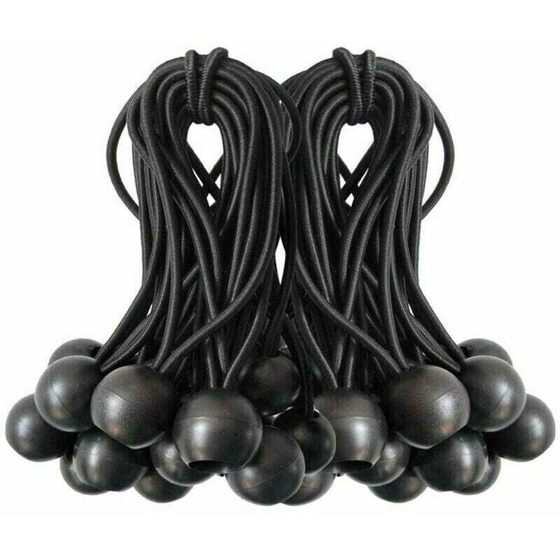 50 Ball Bungee-Seile für Markisen, Planen, Pavillons, Zelte und Schlafsäcke, Schwarz