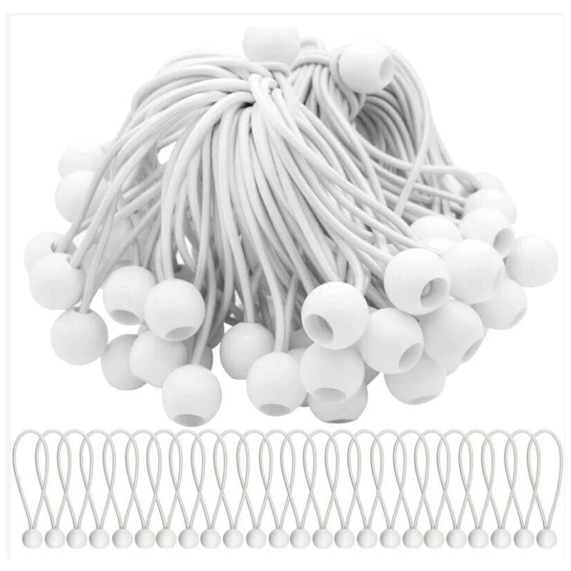 Alovez - 50 Stück elastische Spanngummis mit Kugeln. Elastische Spanngummis, elastische Bälle für Festzelte, Zelte, Banner und Planen