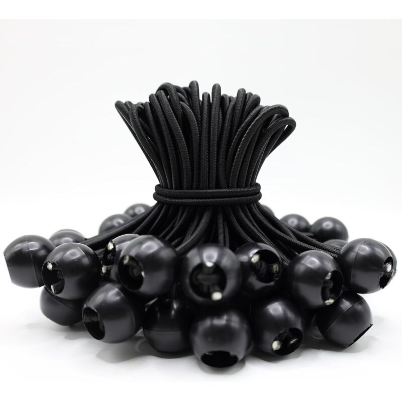 50 Stück Gummispanner mit Kugel, Planenspanner mit Kugel 15 cm, Gummispanner mit Kugel, Gummischnallen für Zelt, Poster, Festzelt, Banner, Pavillon
