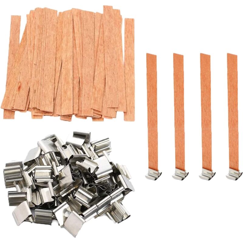 50 Stück Holz Kerze Dochte mit Eisenständer,13cm Kerzendocht Docht Docht für Kerzen Holz Kerze Docht,Kerzen Dochte für Kerzenherstellung diy