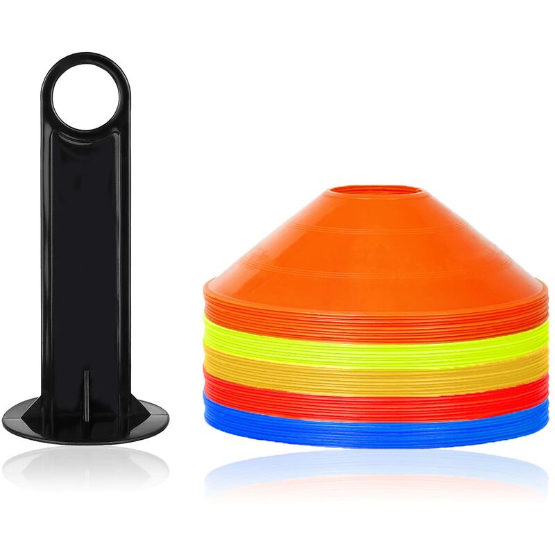 50 Stück Markierungshütchen Fussball Hütchen Set Trainingshütchen Fussball Trainingszubehör für Fußball, Basketball, Tennis, Koordination,