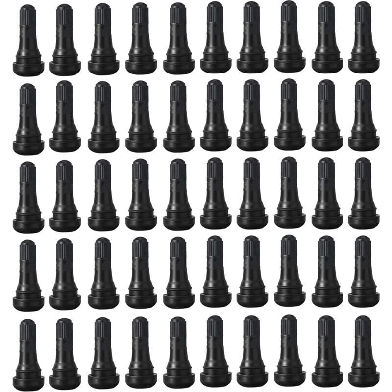 50 Stück Reifenventil, Autoreifen Tubeless-Ventilkappe TR413, Tubeless-Ventile für Autoreifen, TR413 Snap-on-Auto-Gummiventile, Schwarz