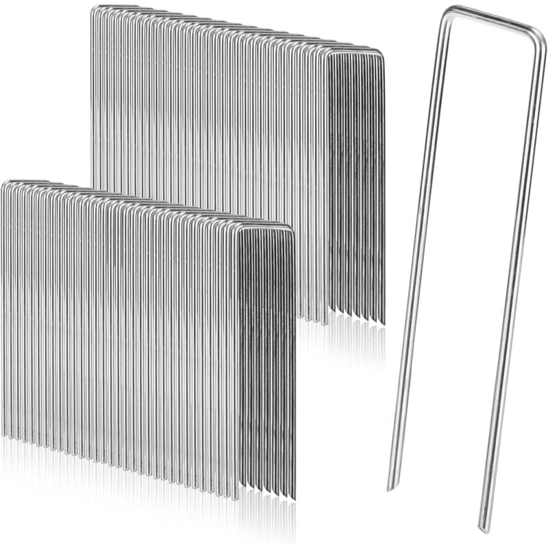 Keyoung - 50 Stück rostfreie Zeltheringe, Erdanker aus verzinktem Edelstahldraht, Länge 200 mm, Breite 40 mm, ø 2,5 mm