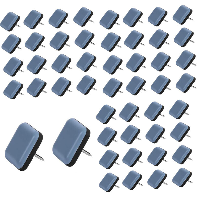 Jn.songs - 50 Stück Teflongleiter zum Schrauben, Quadratischer Bodengleiter mit Nagel, Möbelgleiter für Fliesen und Hartholzparkett Ø25mm