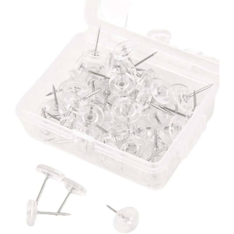 Bluedeer - 50 Stück Transparente Reißzwecken,16mm Pinnadeln, Heftzwecken mit Kunststoffbox für Pinnwand Büro Schule Zuhause Wand Pinnwand Weltkarte