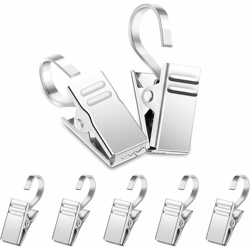 Odipie - 50 Stück Vorhang Clips mit Haken Edelstahl Gardinen Klammern Klemmringen für Vorhänge Haken für Schlafzimmer Badezimmer Heimdekoration