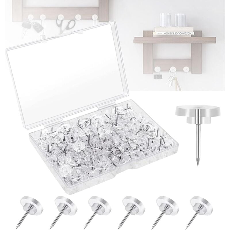 Bluedeer - 50 Transparente Reißzwecken 16mm mit Box Robuste Pinnadeln für Büro, Schule & Zuhause Vielseitige Pins für Pinnwand Praktische