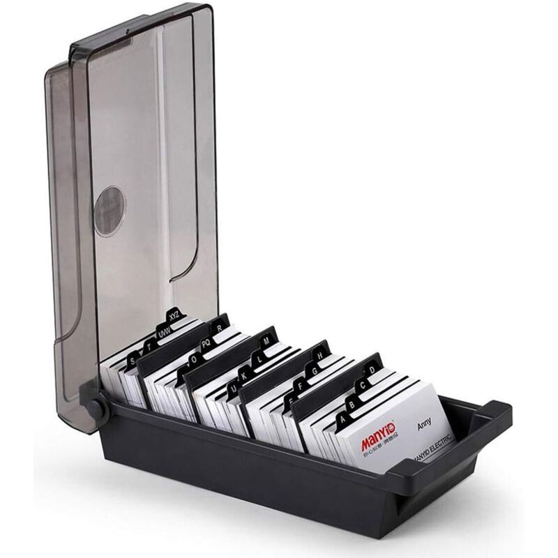 500 Visitenkartenhalter mit Trennblättern und Registerreitern, Schwarz