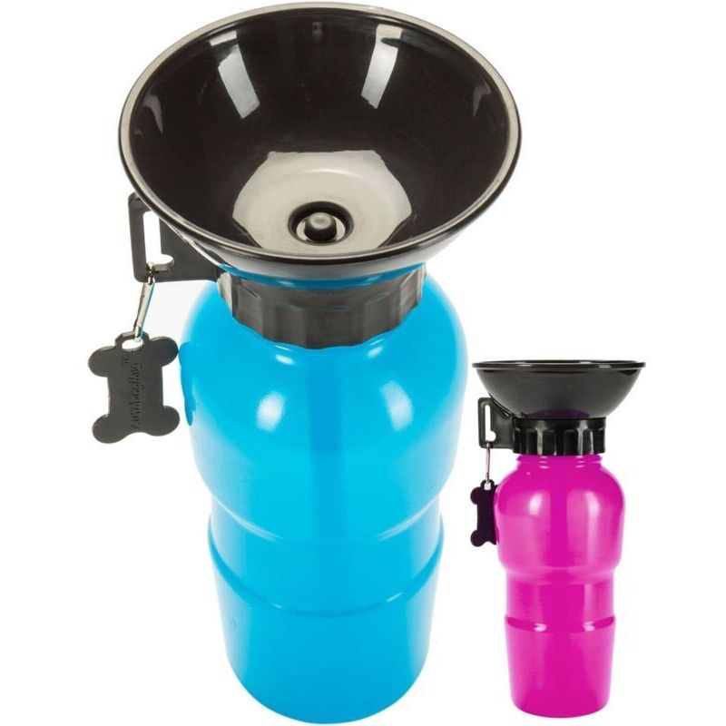 500-ml-Wasserflasche mit integriertem Napf – Für Hunde – Ideal für Autofahrten – Blau