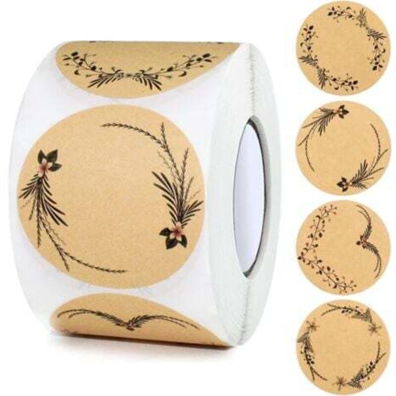 500 Stück (braun) Runde Kraftpapier-Aufkleber, Marmeladenetiketten, 5 cm, Klebeetiketten, Kraftpapier-Aufkleber für Geschenke, Umschläge, Backen,
