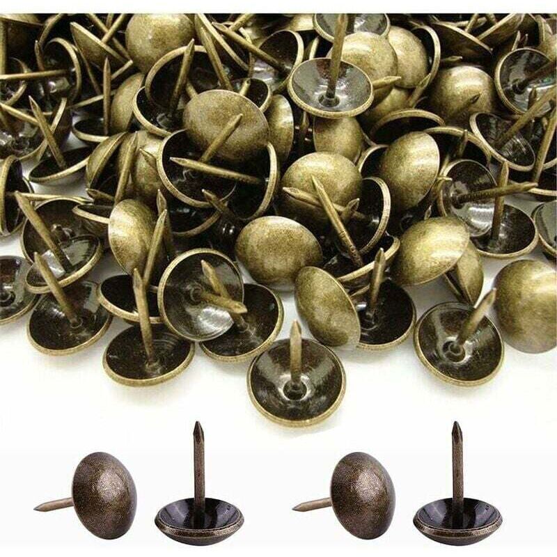 500 Stück Polsternägel, robuste 17 x 11 mm bronzefarbene Ziernägel, Retro-DIY-Polsternägel für Möbel, Sofas, Sessel, Betten und Stühle,