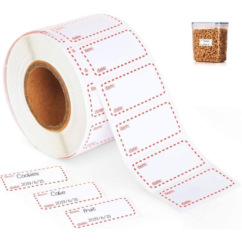 Ersandy - 500 x 2 Gefrierschrank-Etiketten in Rolle, 50 x 25 mm, selbstklebende Lebensmittel-Aufbewahrungs-Gefrierschrank-Aufkleber, abnehmbare