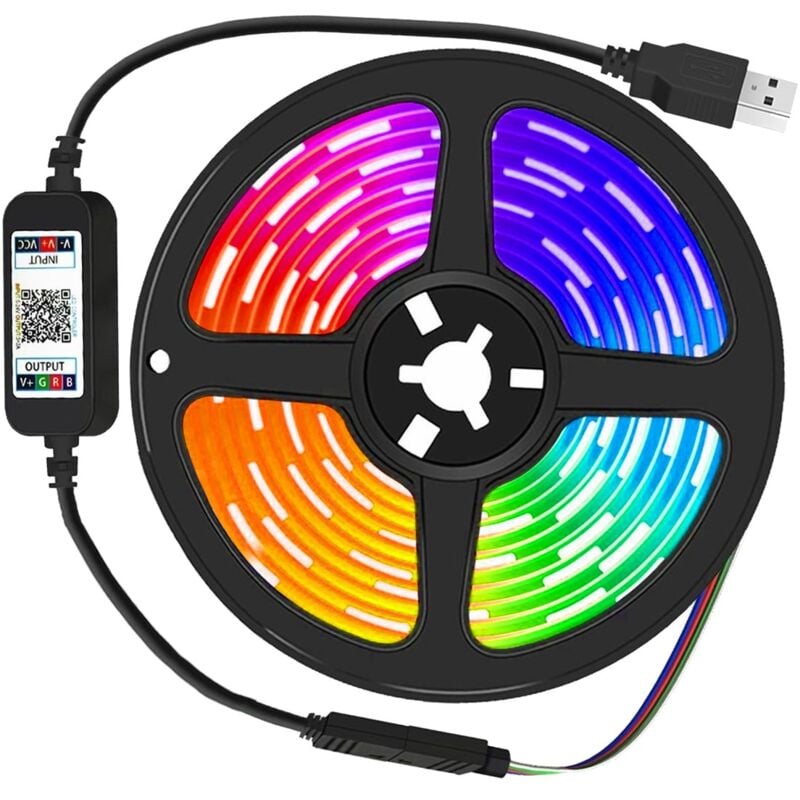 5050 RGB-LED-Lichtleiste, 2 m, Musiksynchronisierung, Bluetooth-App, 16 Millionen Farben, einstellbare Helligkeit, IP65, für