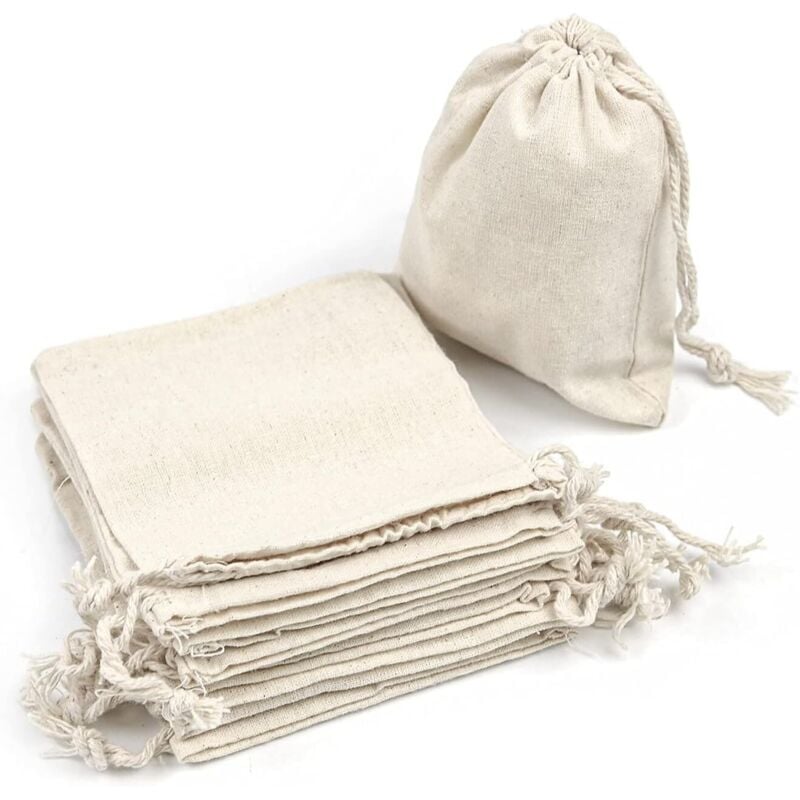 50er-Pack Baumwollbeutel mit verstellbarem Kordelzug, Geschenkbeutel, Stoffbeutel zum Basteln, Stoffbeutel für Malbedarf, Geburtstagsbeutel