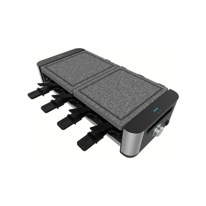 Raclette de Käse und Grill de 1400 W mitGrill oben de Naturstein und mitEdelstahl.