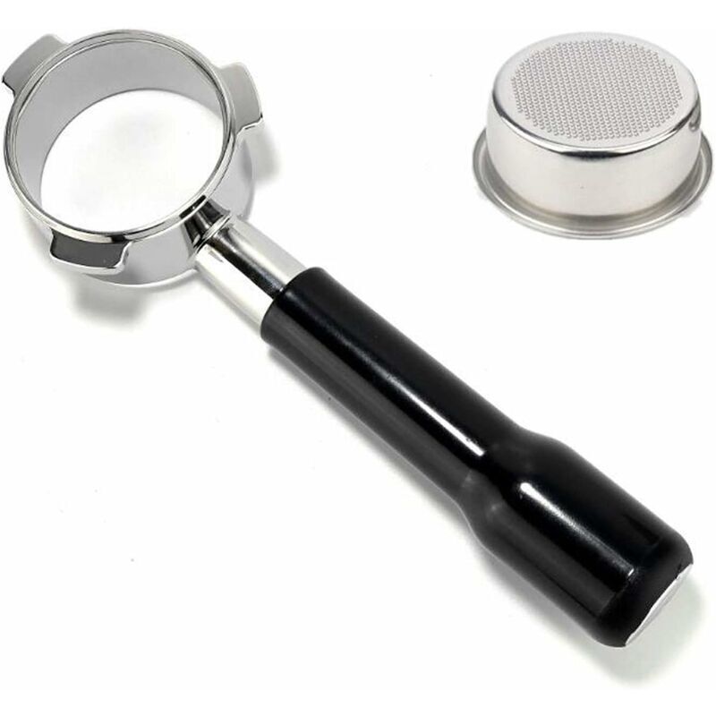 Odipie - 54 mm Bodenloser Siebträger, Blanker Edelstahl-Siebträger für Espressomaschine für Breville 870/875/878/880 mit Korbfilter, Schwarz,