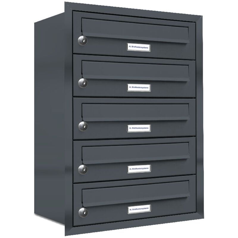 5er Briefkasten Anlage Unterputz Montage ral 7016 Anthrazit