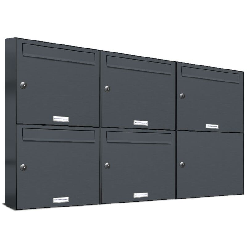 Al Briefkastensysteme - 5er Briefkasten Anthrazit Anlage 5 Fach Wandbriefkasten Postkasten