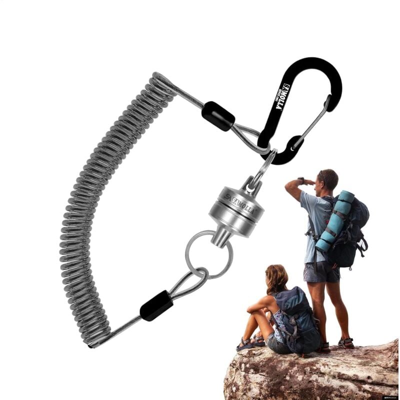 5er-Pack magnetischer Netzauslöser zum Fliegenfischen, magnetischer Schlüsselanhänger mit Schnellverschluss, magnetischer Auslöser mit Spiralschnur