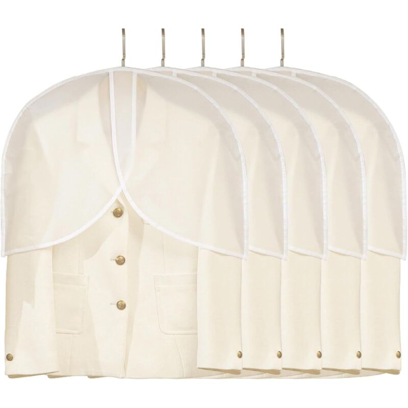 5er-Pack transparente, staubdichte Kleidersäcke zum Aufhängen von Kleidung in Schränken, zur Aufbewahrung, für Jacken, Kleider, PEVA-Kleiderhüllen