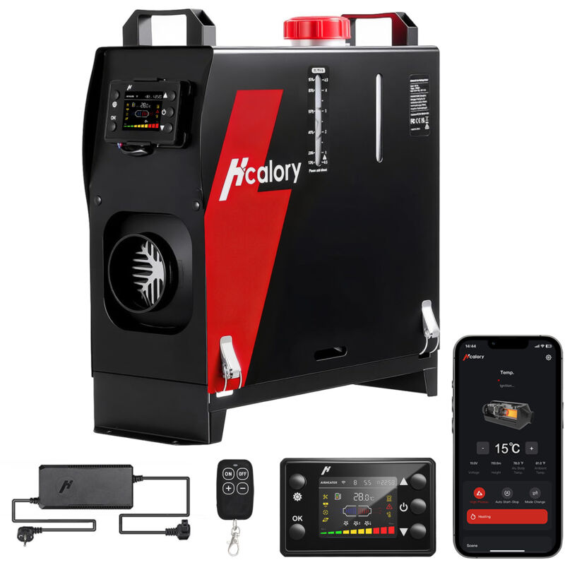 5KW - 8KW Dieselheizung, 12V/24V Diesel Standheizung Lufterhitzer, mit LCD Fernbedienung, Bluetooth und EU-Adapter für LKW, Wohnmobil