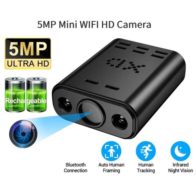 5MP -WLAN-Kamera HD Eingebauter Akku Personenverfolgung IP-Fernüberwachung Camcorder IR-Nachtsicht-Körperkamera