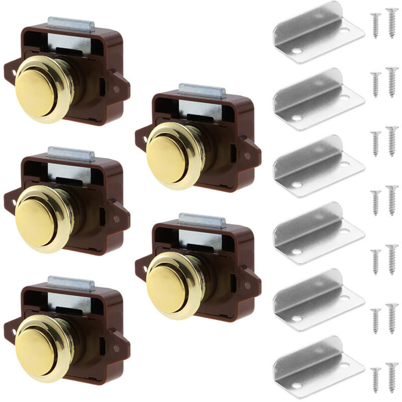 Csparkv - 5PCS Schrank-Druckknopf-Schlossriegel, schlüsselloser Türschlossriegel, Zinklegierung, Nickel-Türschlossknopf, für Boot, Jagd, Wohnmobil,