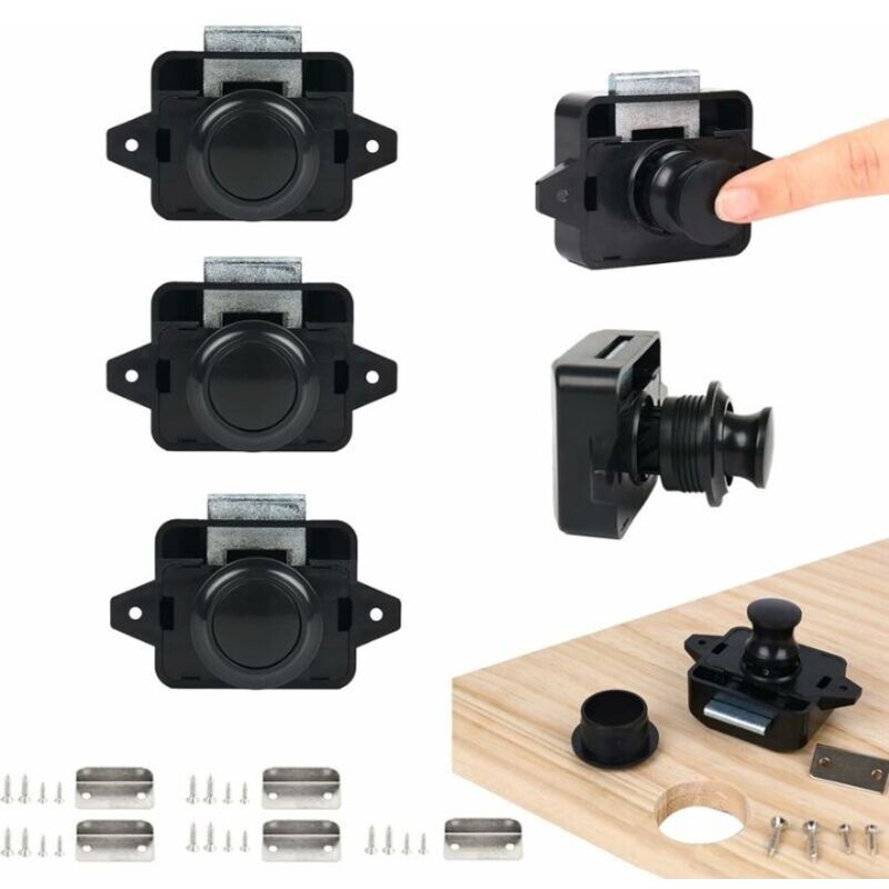 Csparkv - 5PSC Druckknopf-Schlossriegel, schlüssellose Türschlösser für Wohnmobile, Yachten, Boote, Schranktürgriffriegel, Pop-Up-Türriegel, Nickel