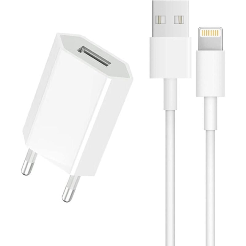5V 1A USB-Ladegerät für iPhone 10, 11, 12, 13 Pro Max, XR, X, XS Max, 8, 8 Plus, 7, 7 Plus, 6, 6s, 6s Plus, SE, 5s, AirPods, iPad mit iPhone-Kabel