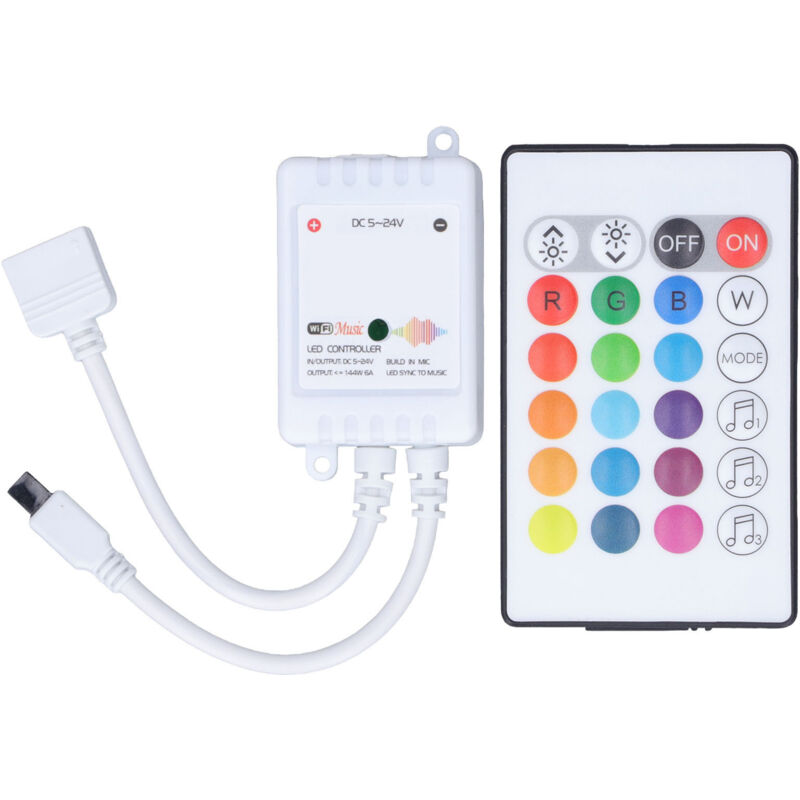 5V-24V LED-Controller, LED-Fernbedienung, drahtloser RGB-Controller, 16 Farben, 4 Beleuchtungsmuster, mit 24-Tasten-Fernbedienung, für Zuhause,