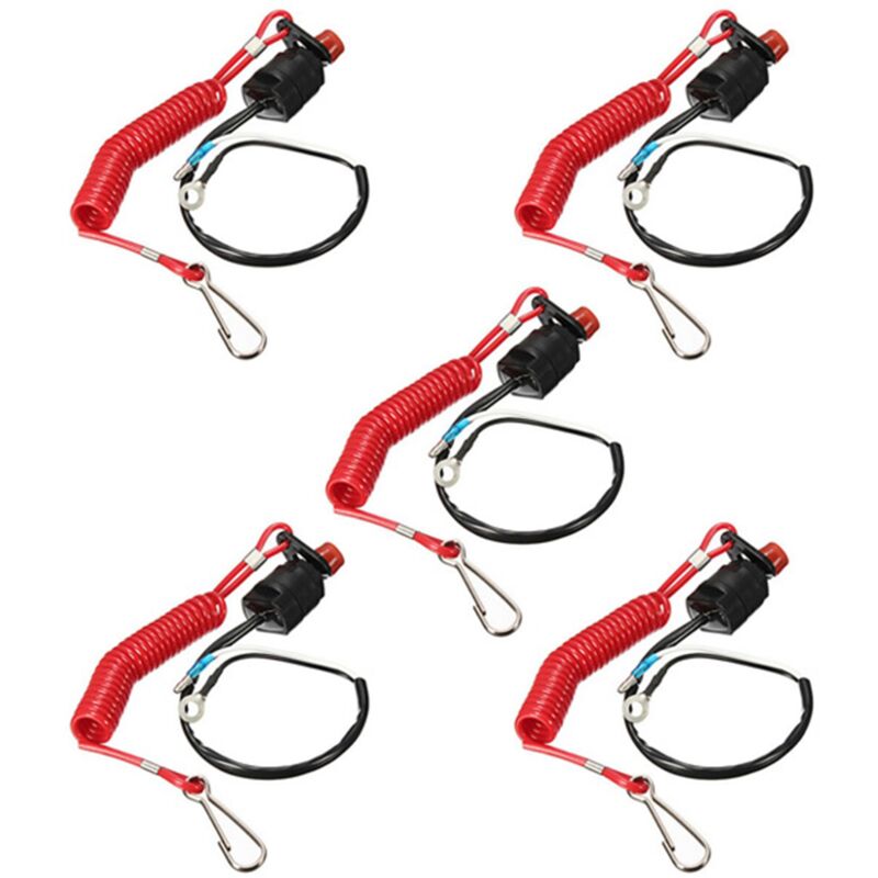 5X Not Aus Stopp Schalter des Boots Motors für / Tohatsu Außenborder Stopp Kill Schalter Trenn Schalter mit Sicherheits Leine