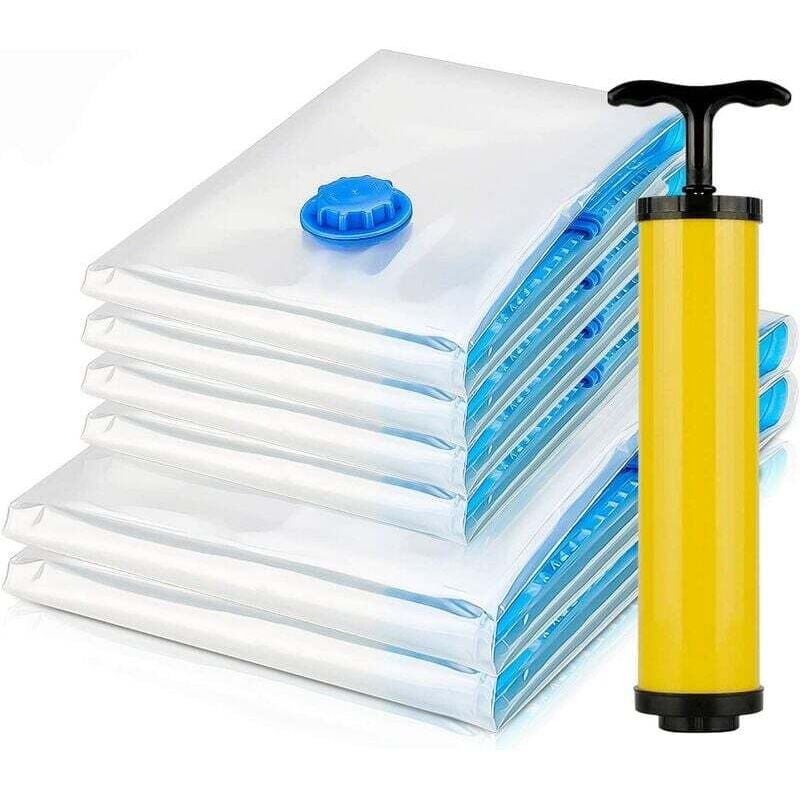 6 (4 x 60 x 80 cm + 2 x 80 x 100 cm) Vakuum-Kompressionsbeutel für Bettwäsche, Kleidung, Steppdecken usw. Geeignet für Zuhause, drinnen