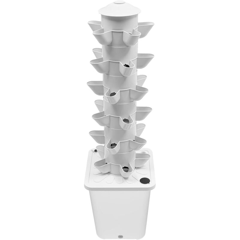 6 Etagen Hydroponic Vertical Grow Kit mit 30 Pflanzstellen 4 LED Lampen Wasserpumpe 10L Wassertank, Erdlose Pflanzenanbau-Systeme Hydroponic Tower