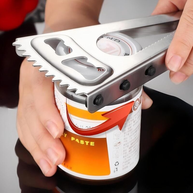 Aiperq - 6-in-1 Edelstahl-Flaschenöffner, Dosenöffner, Schraubverschlussöffner, Dosenöffner, Seniorengeeignet