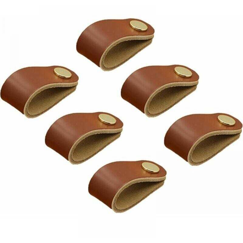 6 maniglie in pelle (marrone), maniglie a pomello in pelle, maniglie per mobili in pelle, maniglie per mobili da cucina in pelle, maniglie in pelle