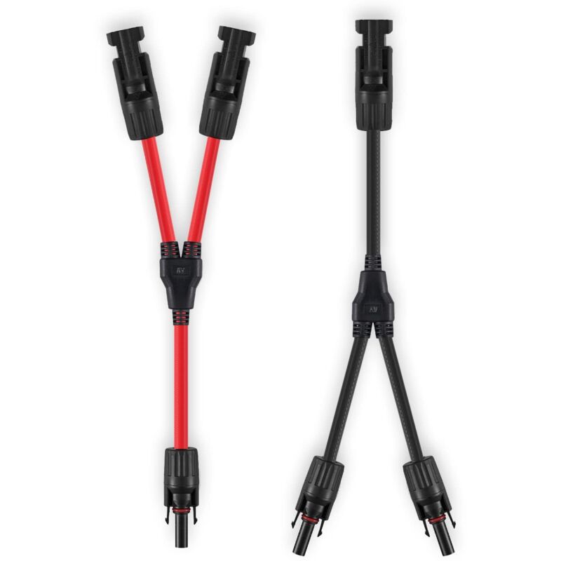 6 mm² Solarkabel Y-Verteiler,1 Paar Solarpanel 1Y2 10AWG Y Stecker Fotovoltaik Kabel, für Solaranlage Steckerfertig(Rot +Schwarz).