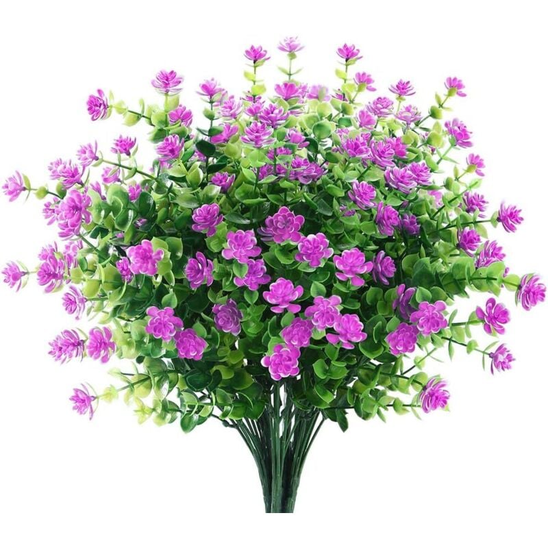 6 Packungen UV-beständige Kunstblumen, Kunststoffdekoration für Garten und Fenster (Rosa)