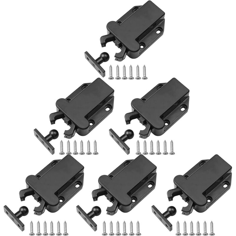 6 Stück Touch-Release-Verschlüsse, Touch-Verschlüsse mit Schrauben, Push-Open-Verschlüsse für Türen, Schränke und Schubladen, Schwarz-RAPANDA