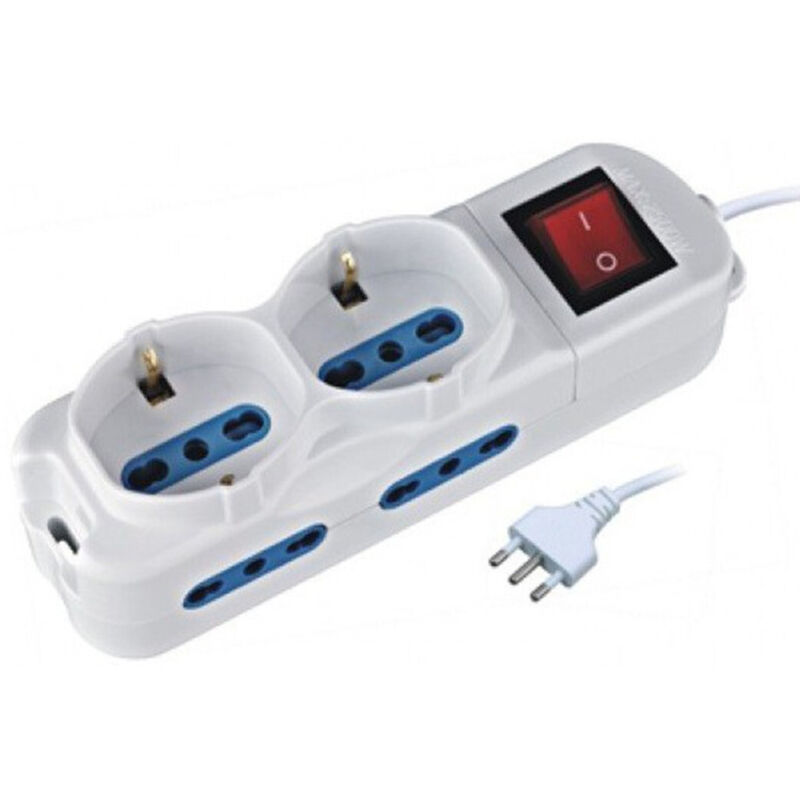 Trade Shop Traesio - Trade Shop - elektrische multipres 6 posten mit interruttor und cavo 4 italian spine + 2 shuko -
