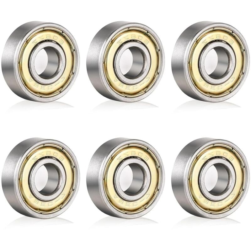 Bluedeer - 6 Stück 608ZZ Kugellager 8 mm x 22 mm x 7 mm, Hochleistungs-Skateboard-Kugellager für Longboards, Rollschuhe, Roller und Inline-Skates,