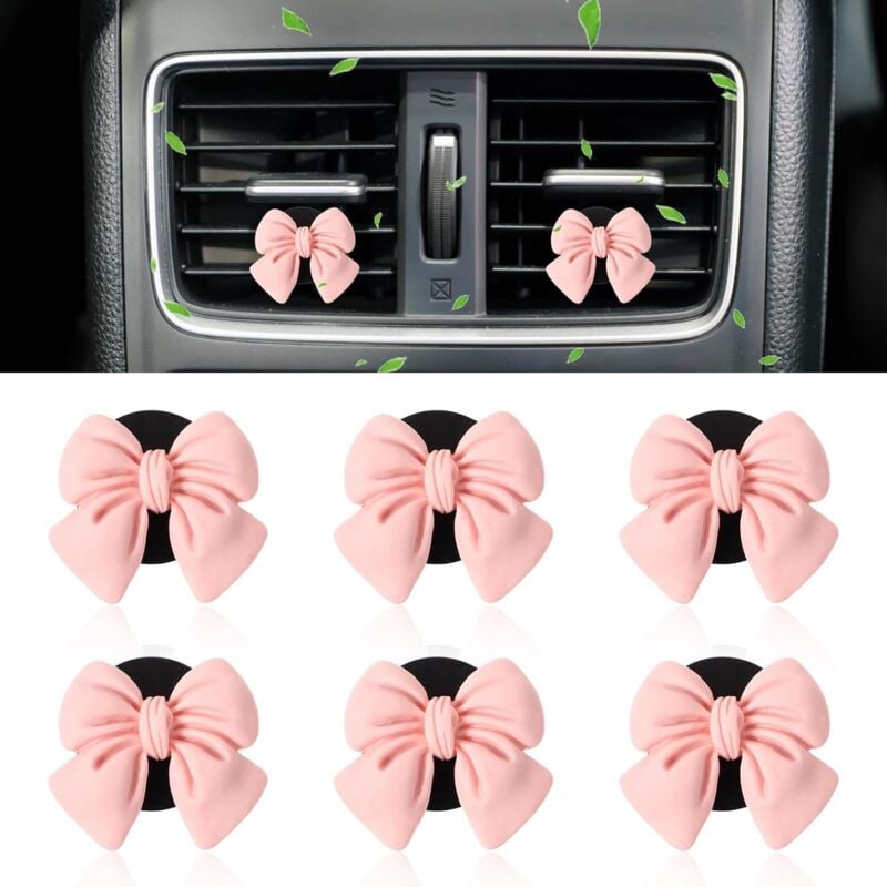 6 Stück Auto Innenraum Dekoration, Rosa Schleife Autodeko Auto Klimaanlagen Entlüftung Innenraum Deko Mädchen Auto Innenraum Dekoration Aromatherapie